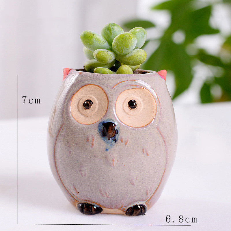 Stylish Owl Ceramic Mini Succulent Planter